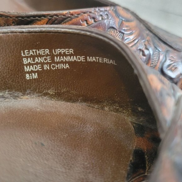 Coldwater Creek Womens Embossed Leather Wedge Sandals Size 8.5 Brown - Picture 5 of 6